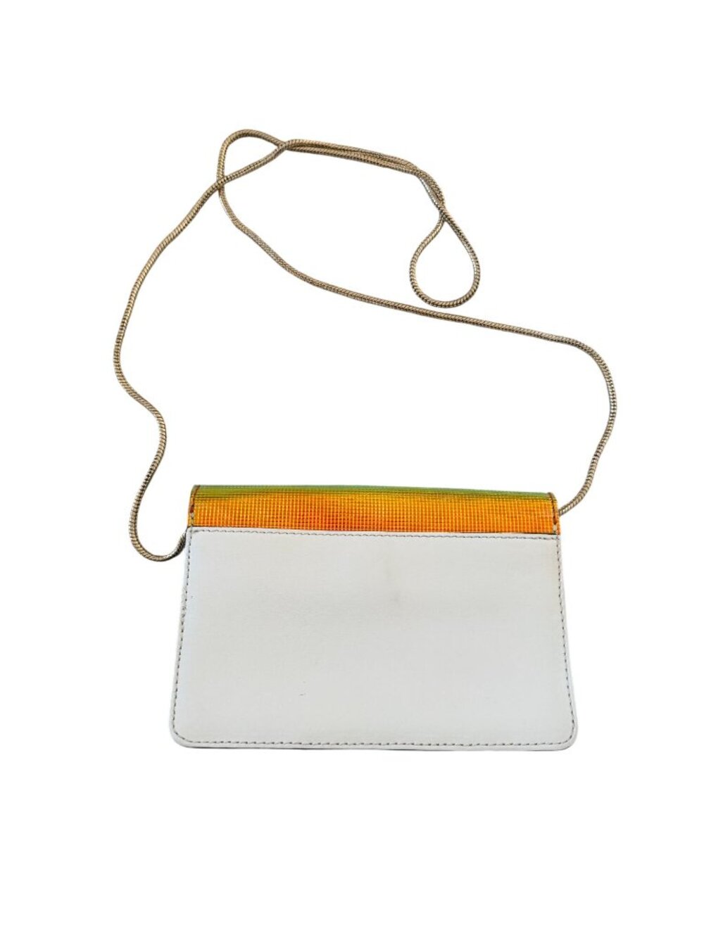 MILLY Hologram White Leather Studded Chain Crossbody Bag - Picture 9 of 11